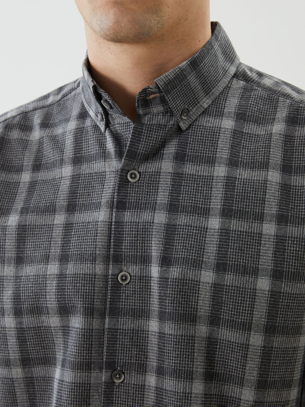 Lacivert Regular Fit Uzun Kollu Ekose Erkek Gömlek-2