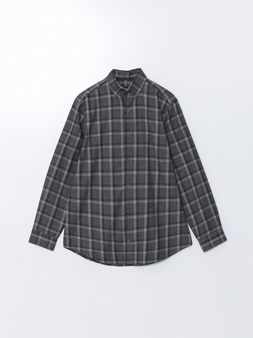 Lacivert Regular Fit Uzun Kollu Ekose Erkek Gömlek-4