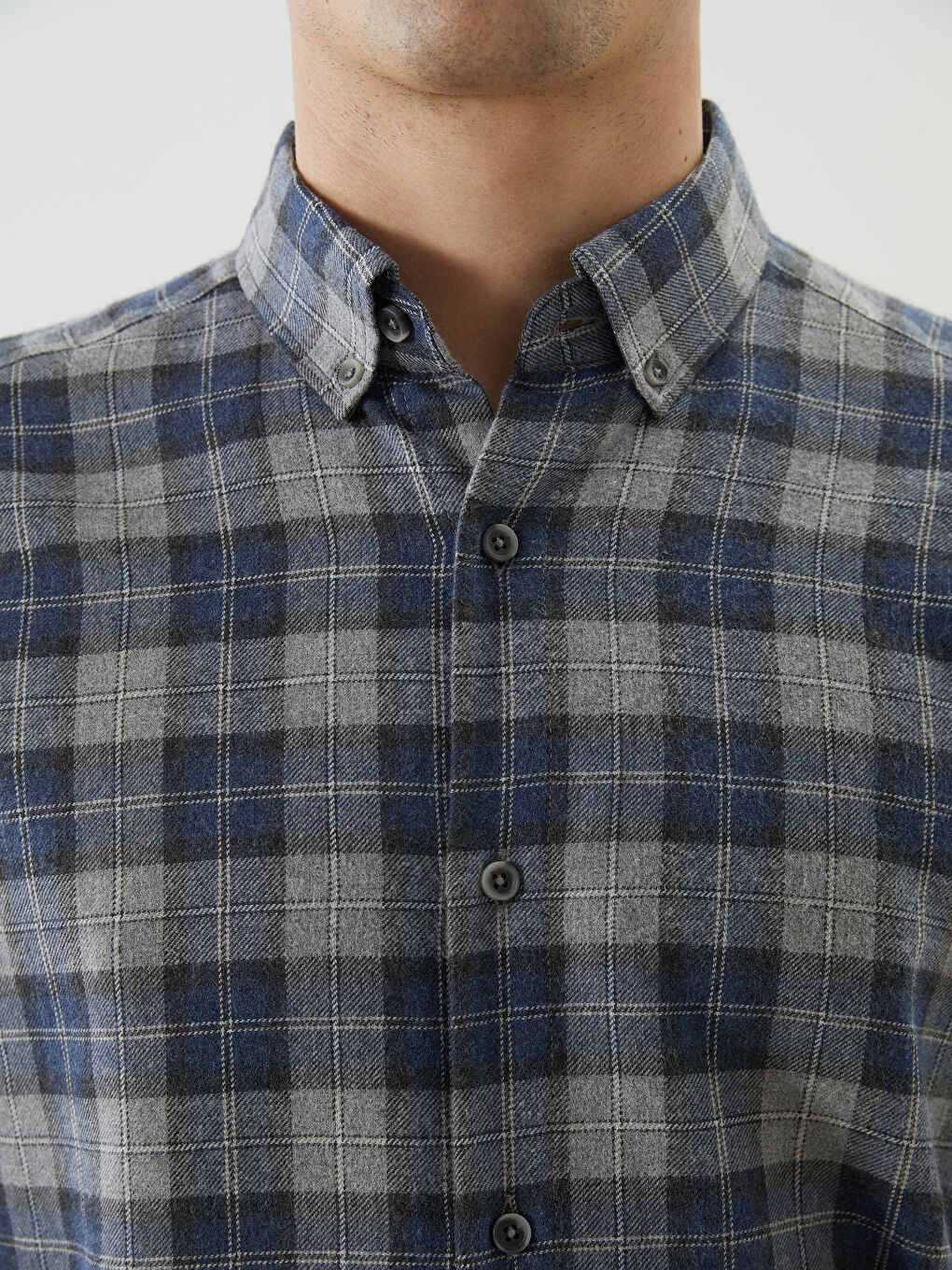 Antrasit Regular Fit Uzun Kollu Ekose Erkek Gömlek-2