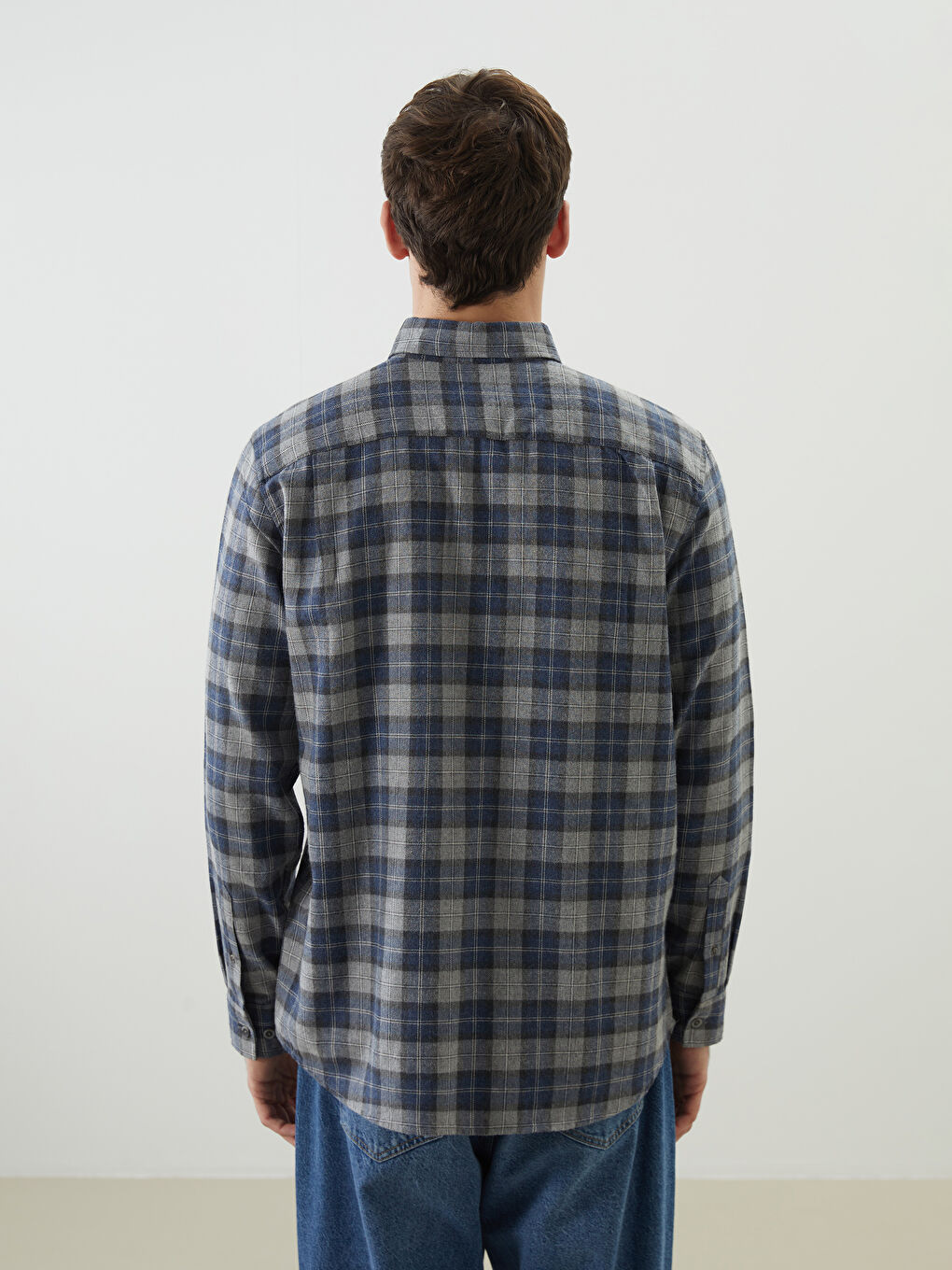 Antrasit Regular Fit Uzun Kollu Ekose Erkek Gömlek-3