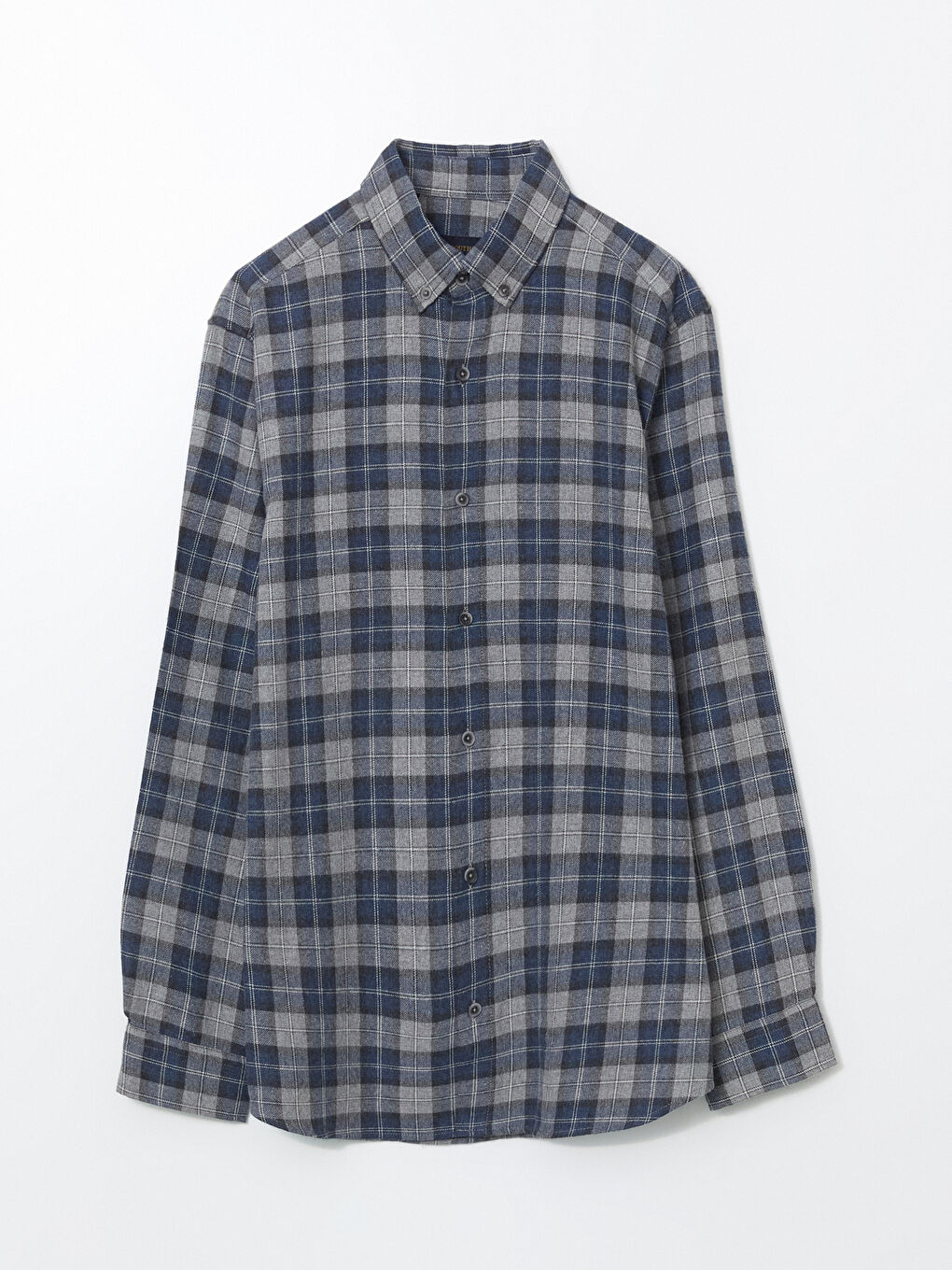 Antrasit Regular Fit Uzun Kollu Ekose Erkek Gömlek-4