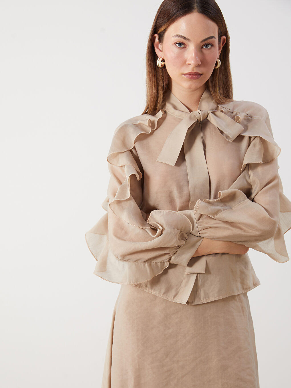 LCW Modest Woman BEIGE Shirt -S5MS08Z8-CR8
