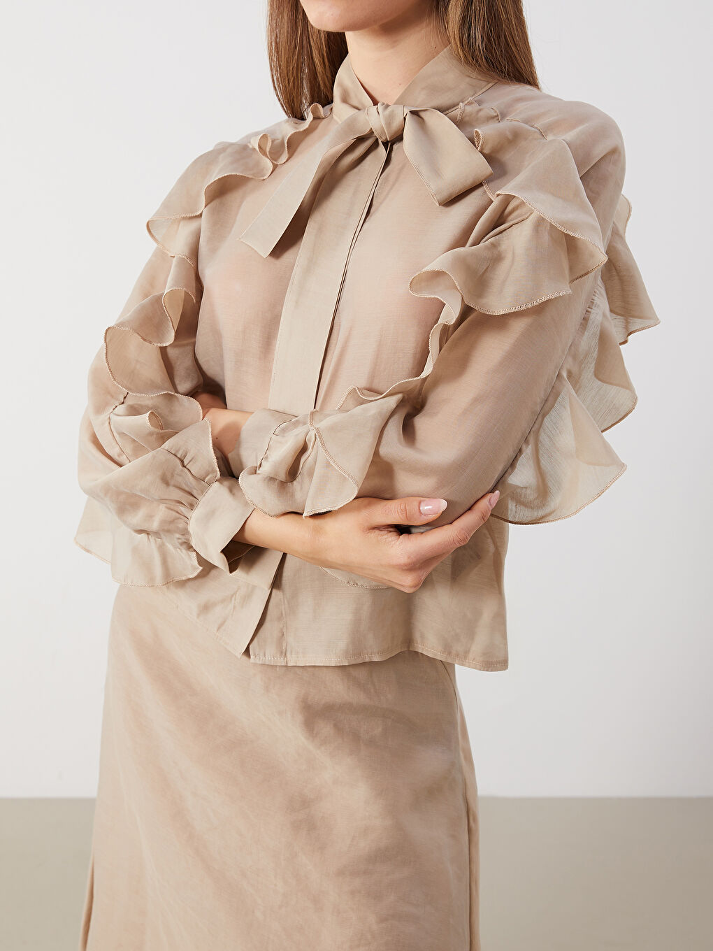 LCW Modest Woman BEIGE Shirt -S5MS08Z8-CR8