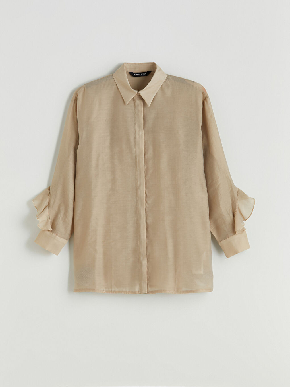 Bej Fırfırlı Kadın Gömlek Tunik-4