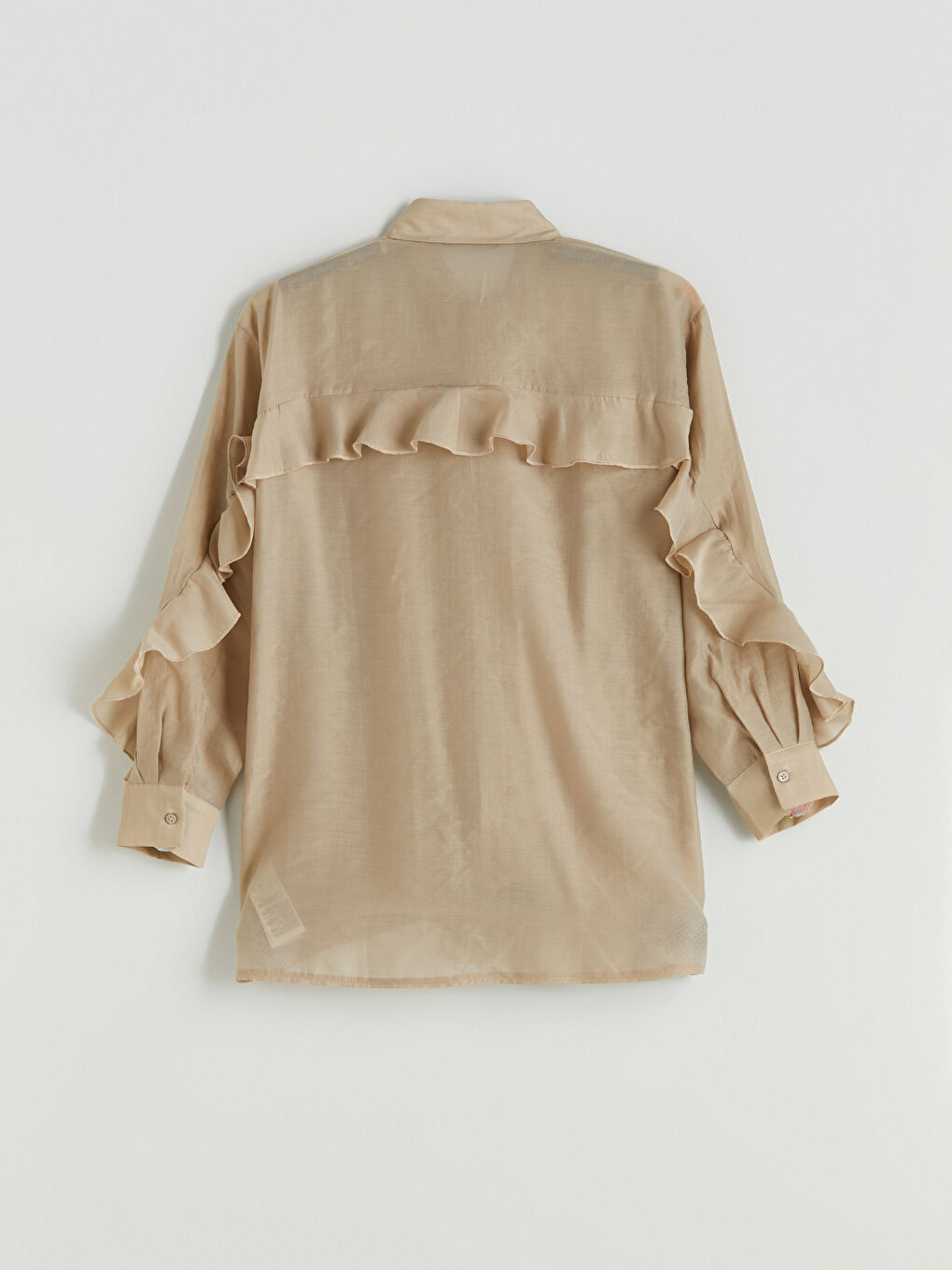 Bej Fırfırlı Kadın Gömlek Tunik-5