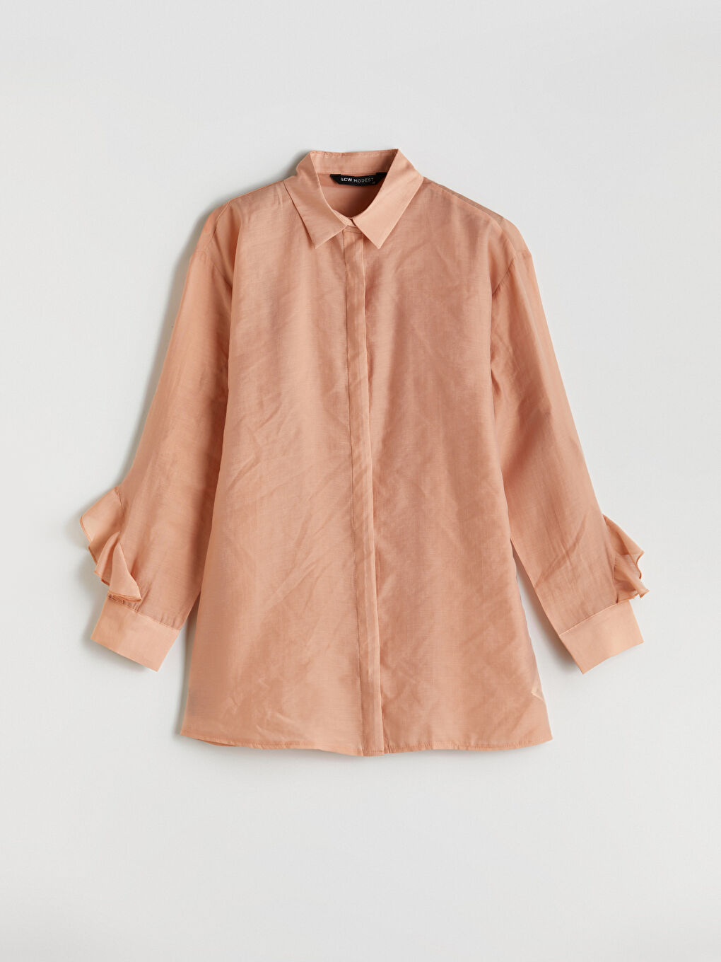 Kahverengi Fırfırlı Kadın Gömlek Tunik-4