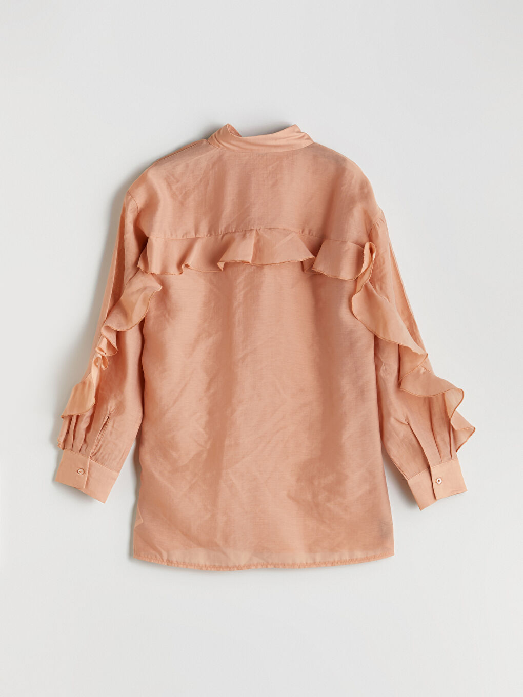 Kahverengi Fırfırlı Kadın Gömlek Tunik-5