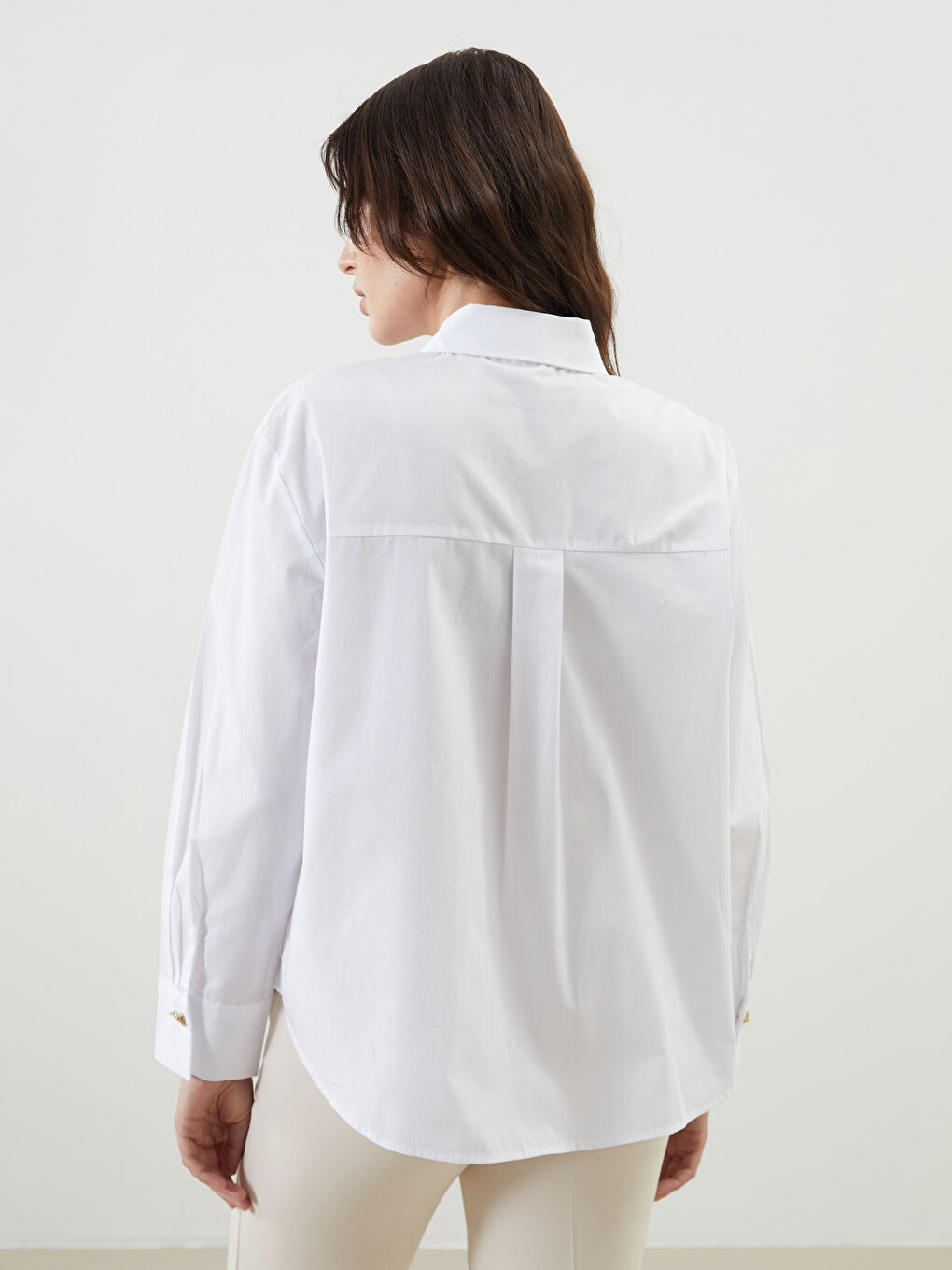 LCW Vision Ekru Loose Fit Kadın Gömlek - 3