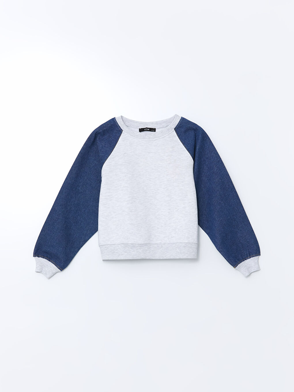 LCW Kids Gri Bisiklet Yaka Kız Çocuk Sweatshirt