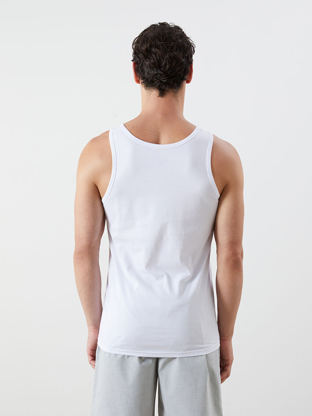 Beyaz U Yaka Penye Erkek Atlet 5'li Paket-5