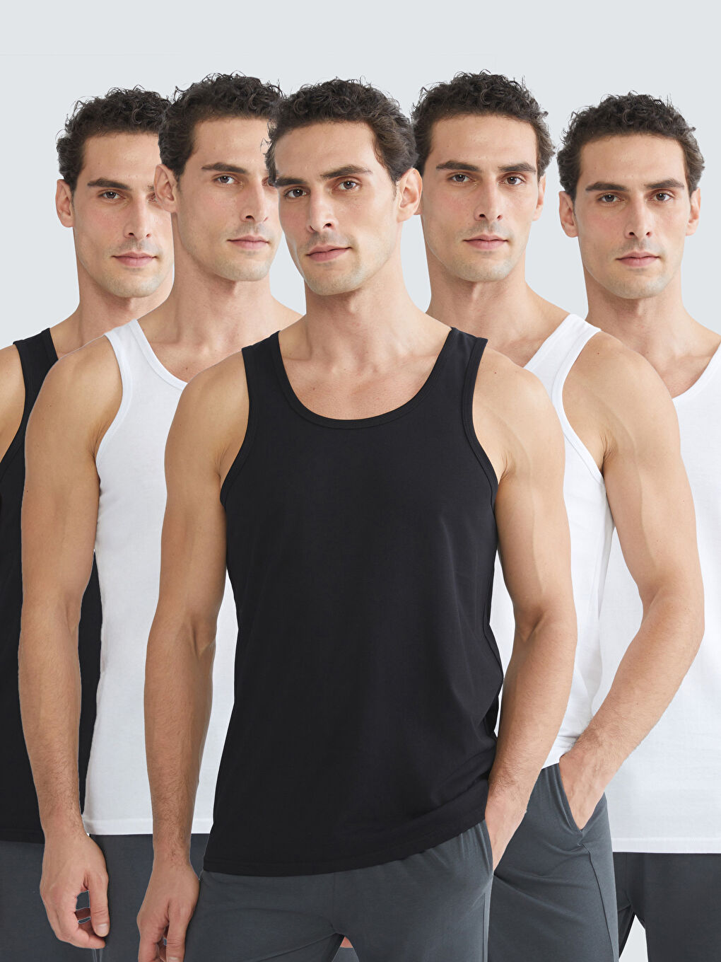 U Neck Jersey Men's Vest 5 Pack-2
