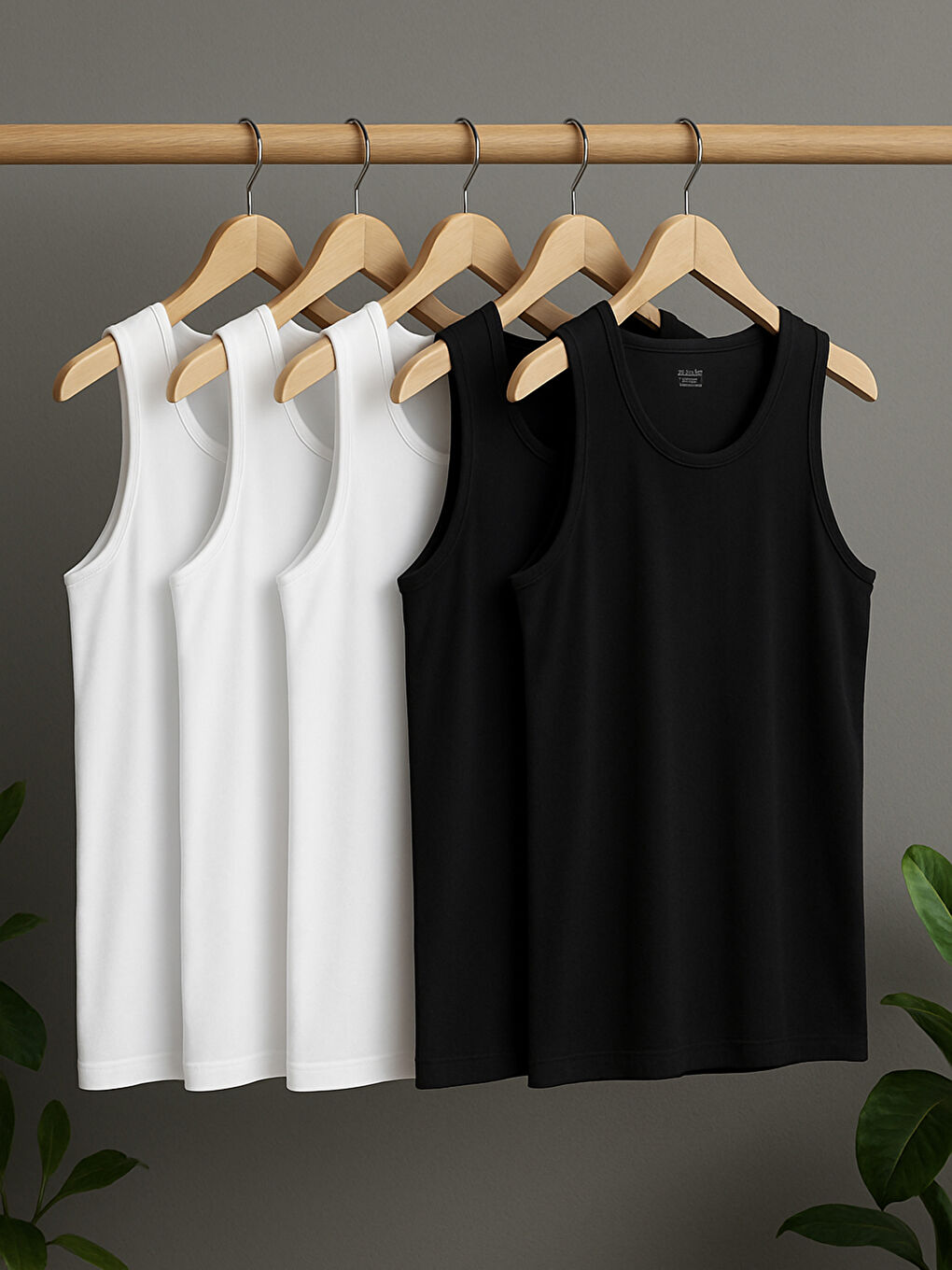 U Neck Jersey Men's Vest 5 Pack