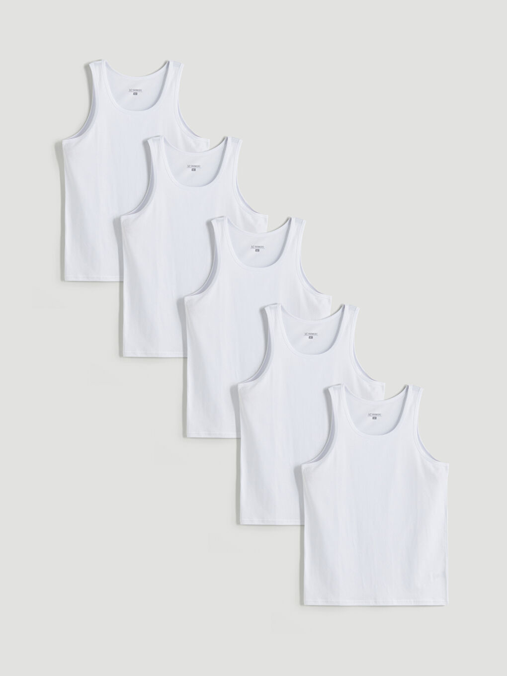 Beyaz U Yaka Penye Erkek Atlet 5'li Paket-6