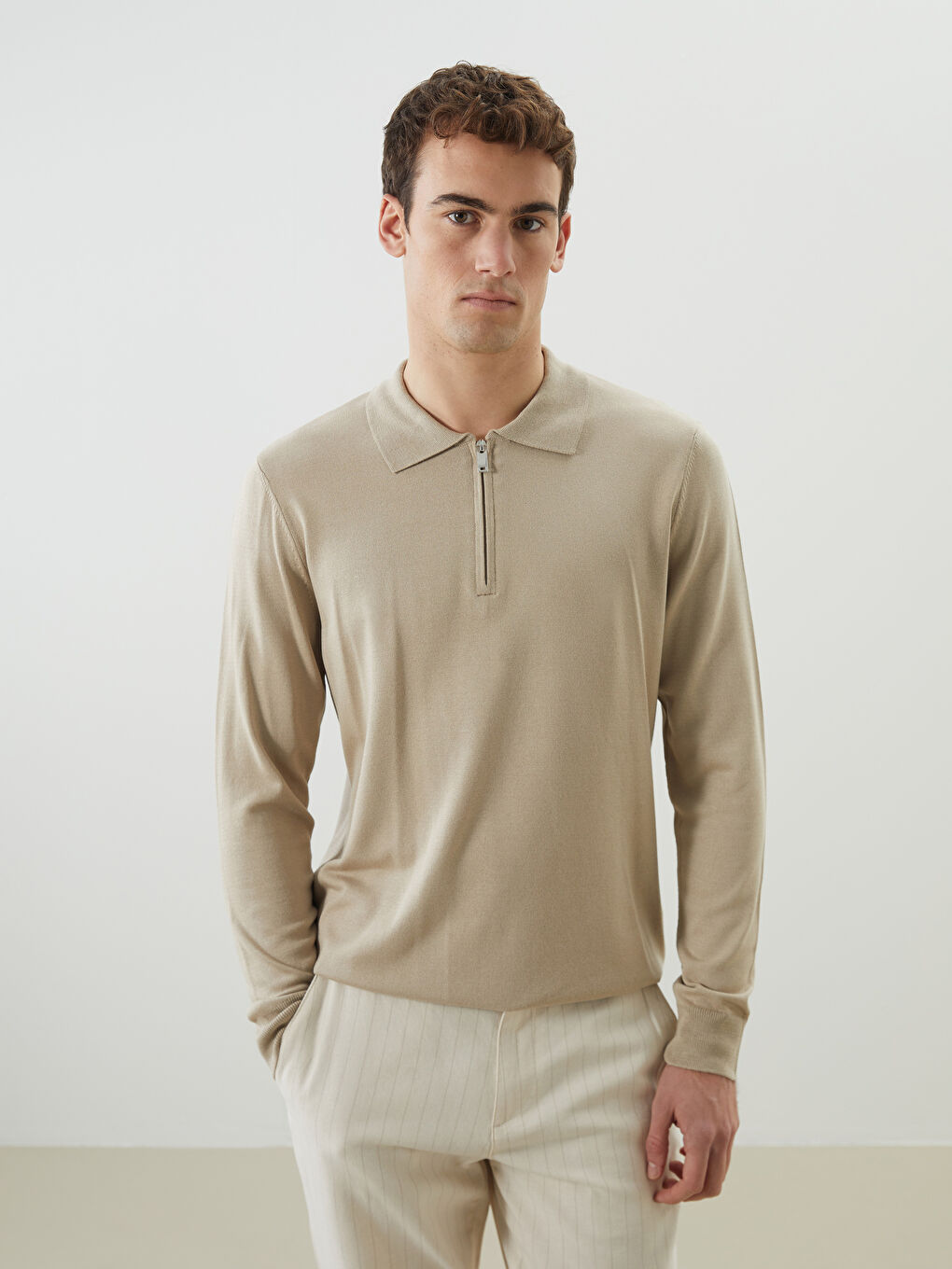SOUTHBLUE Bej Polo Yaka Erkek Triko Kazak