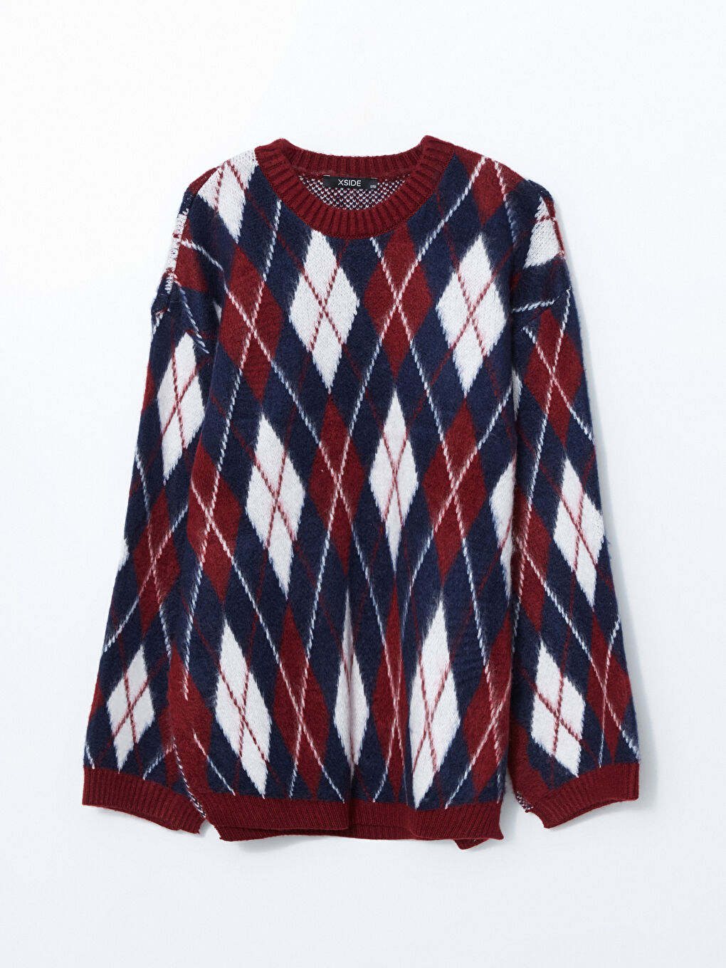 Crew Neck Diamond Patterned Women's Knitwear Sweater -S5MT16Z8-YYP