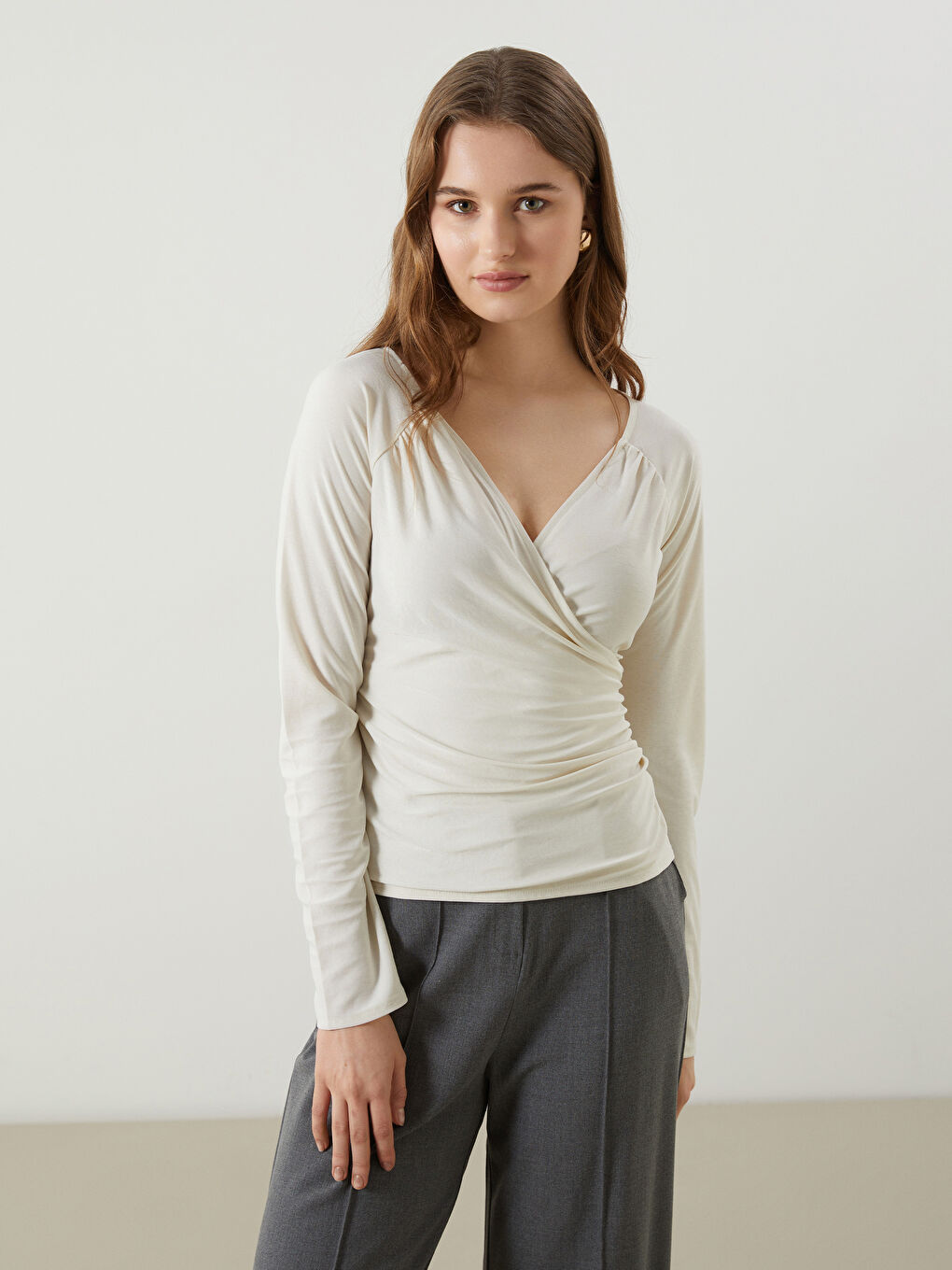 Double Breasted Collar Women's Blouse -S5MT30Z8-ZUX