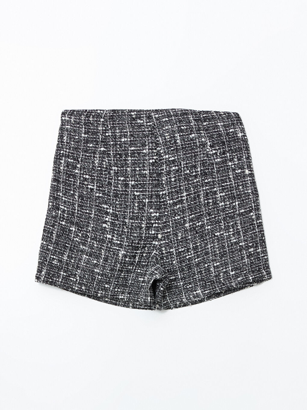 Siyah Beli Fermuarlı Kadın Tüvit Şort Etek-5