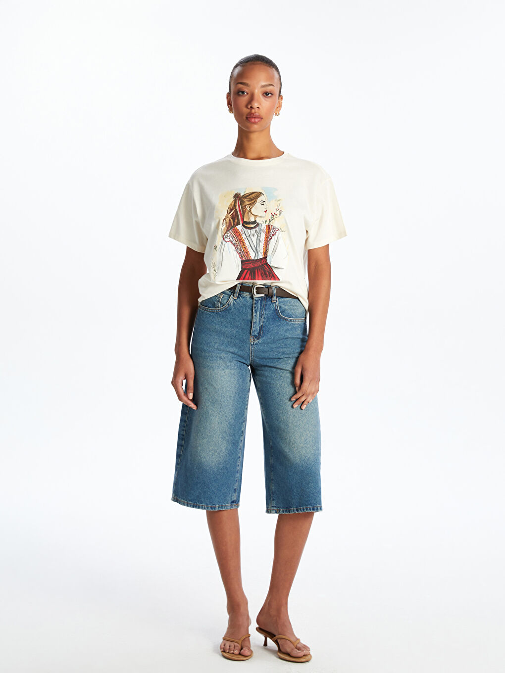 LCW Vision Crew Neck Printed Women's T-Shirt -S5MT41Z8-FDL