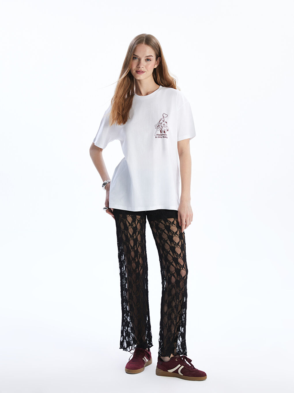 Siyah Beli Lastikli Dantelli Kadın Pantolon