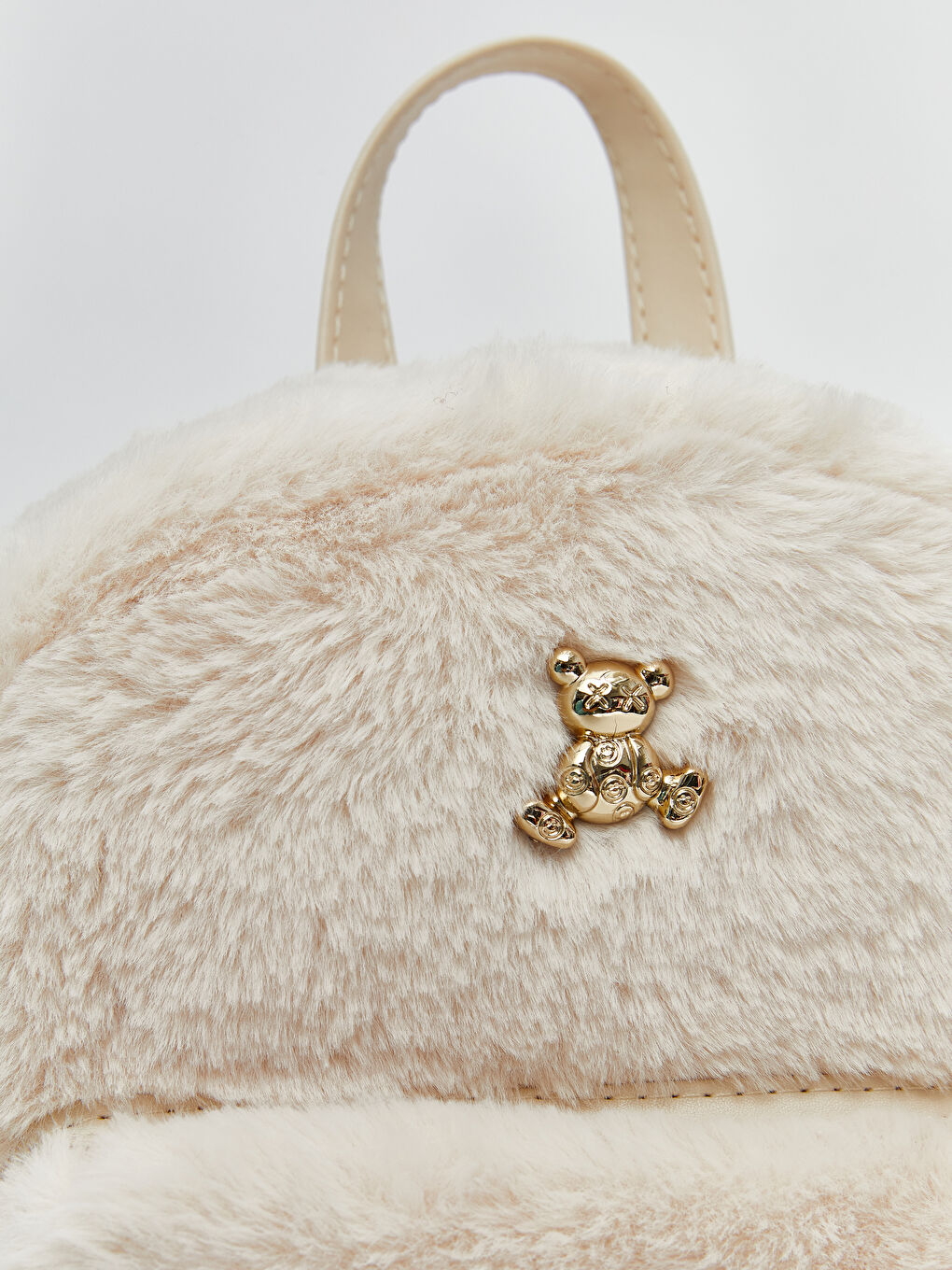 Bej Nakışlı Pelüş Kız Çocuk Sırt Çantası-2