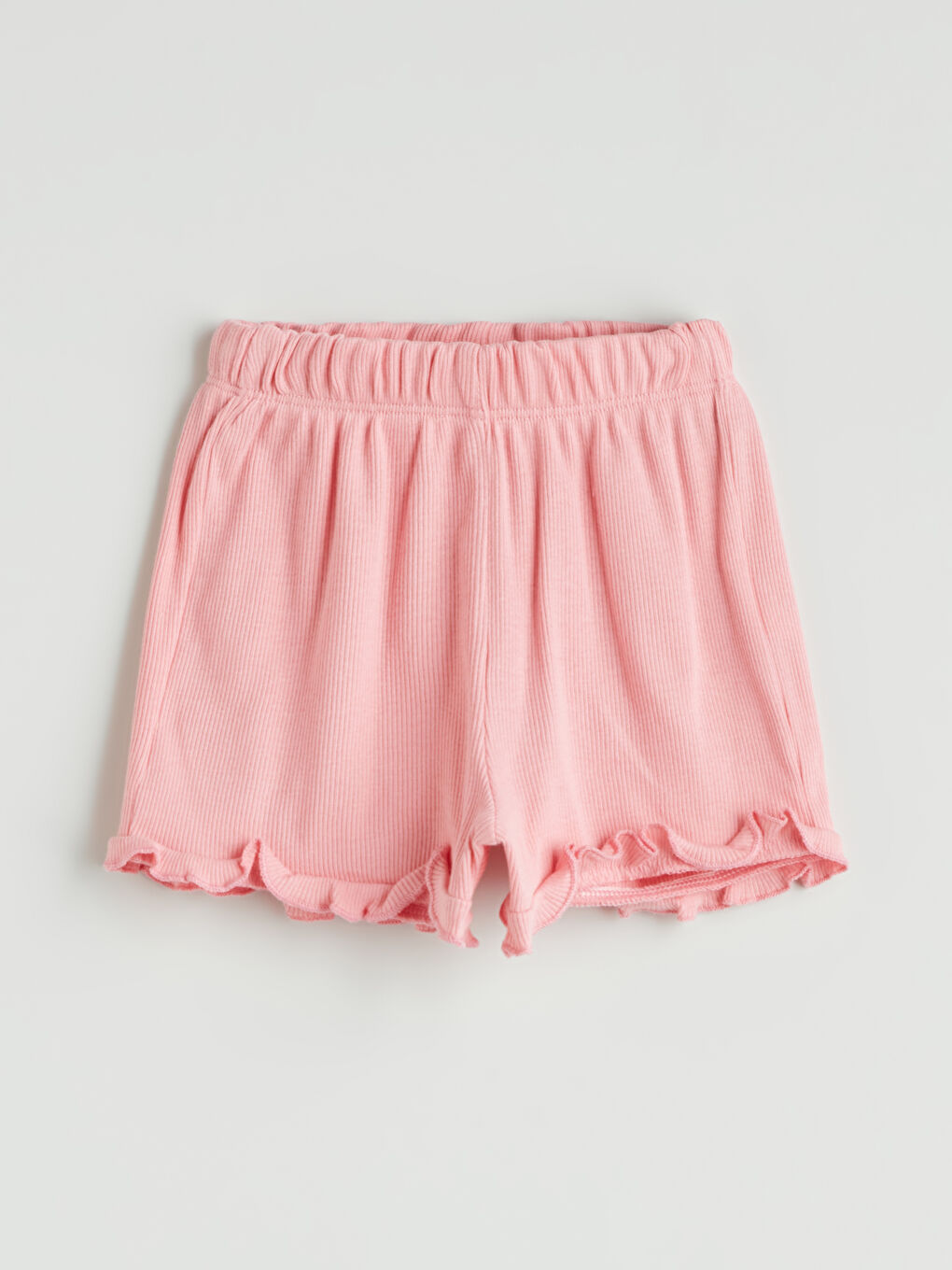 Pembe Beli Lastikli Basic Kız Bebek Şort