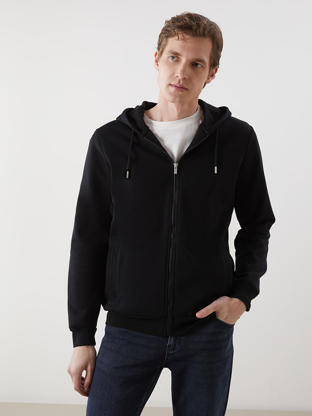 Hooded Long Sleeve Zipper Men's Sweatshirt -S5MU42Z8-CVL