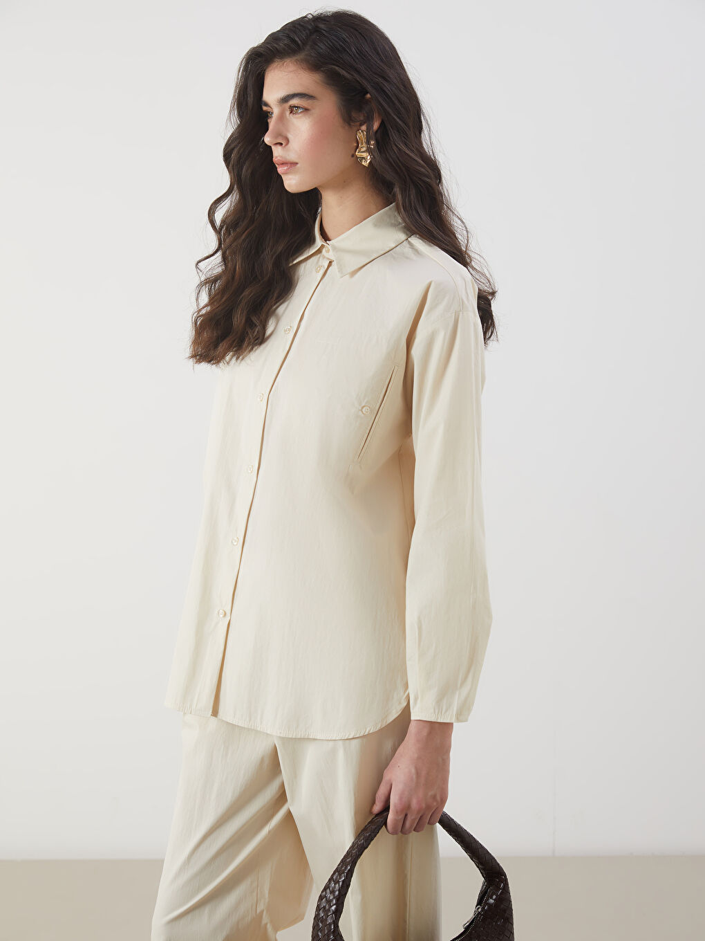 Oversize Poplin Women's Shirt Tunic -S5MU46Z8-EEW