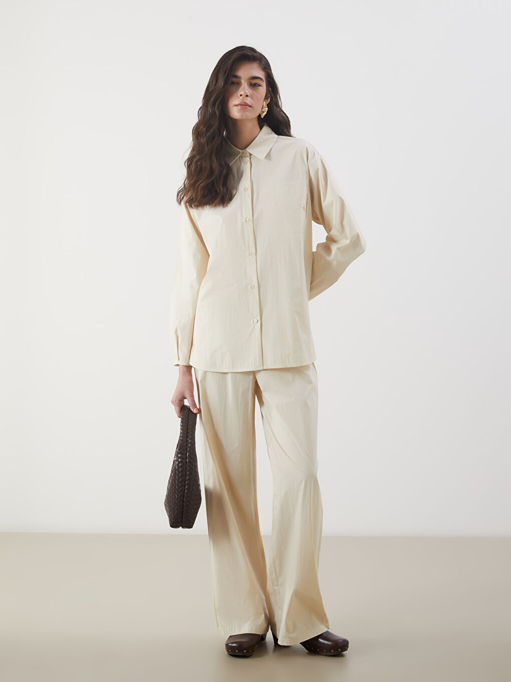 Oversize Poplin Women's Shirt Tunic -S5MU46Z8-EEW