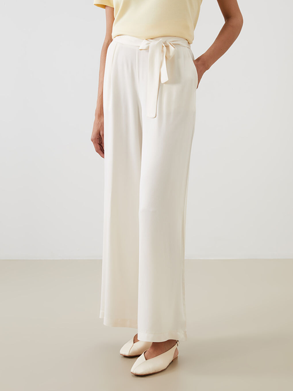 Elastic Waist Wide Leg Women's Trousers-1