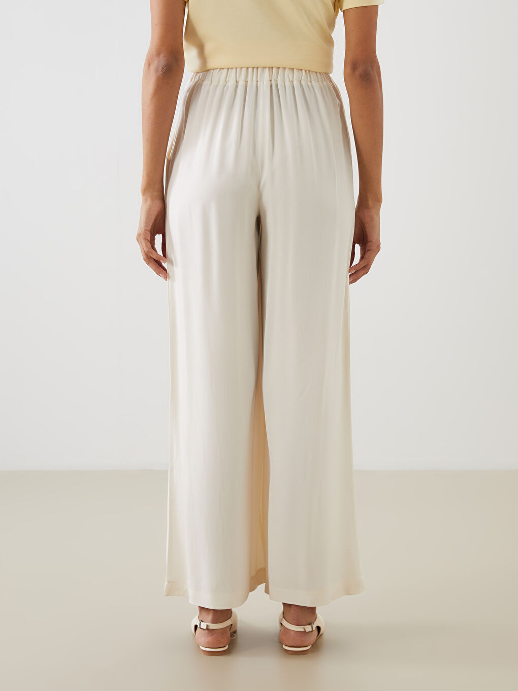 Elastic Waist Wide Leg Women's Trousers-3