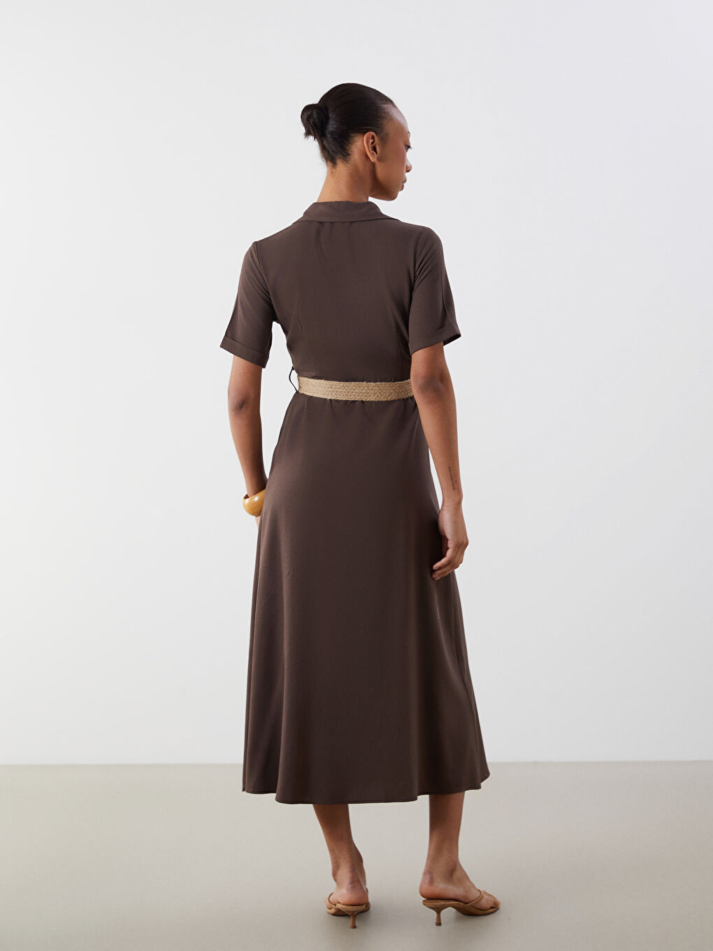 LCW Vision Linen Blend Shirt Dress -S5MU61Z8-R1T