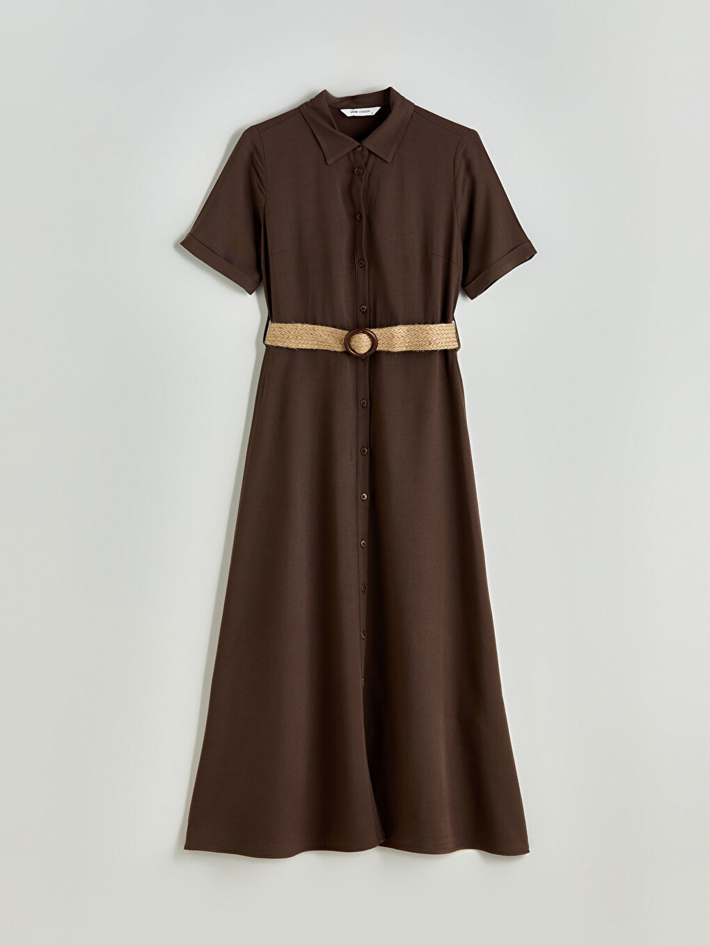 LCW Vision Linen Blend Shirt Dress -S5MU61Z8-R1T