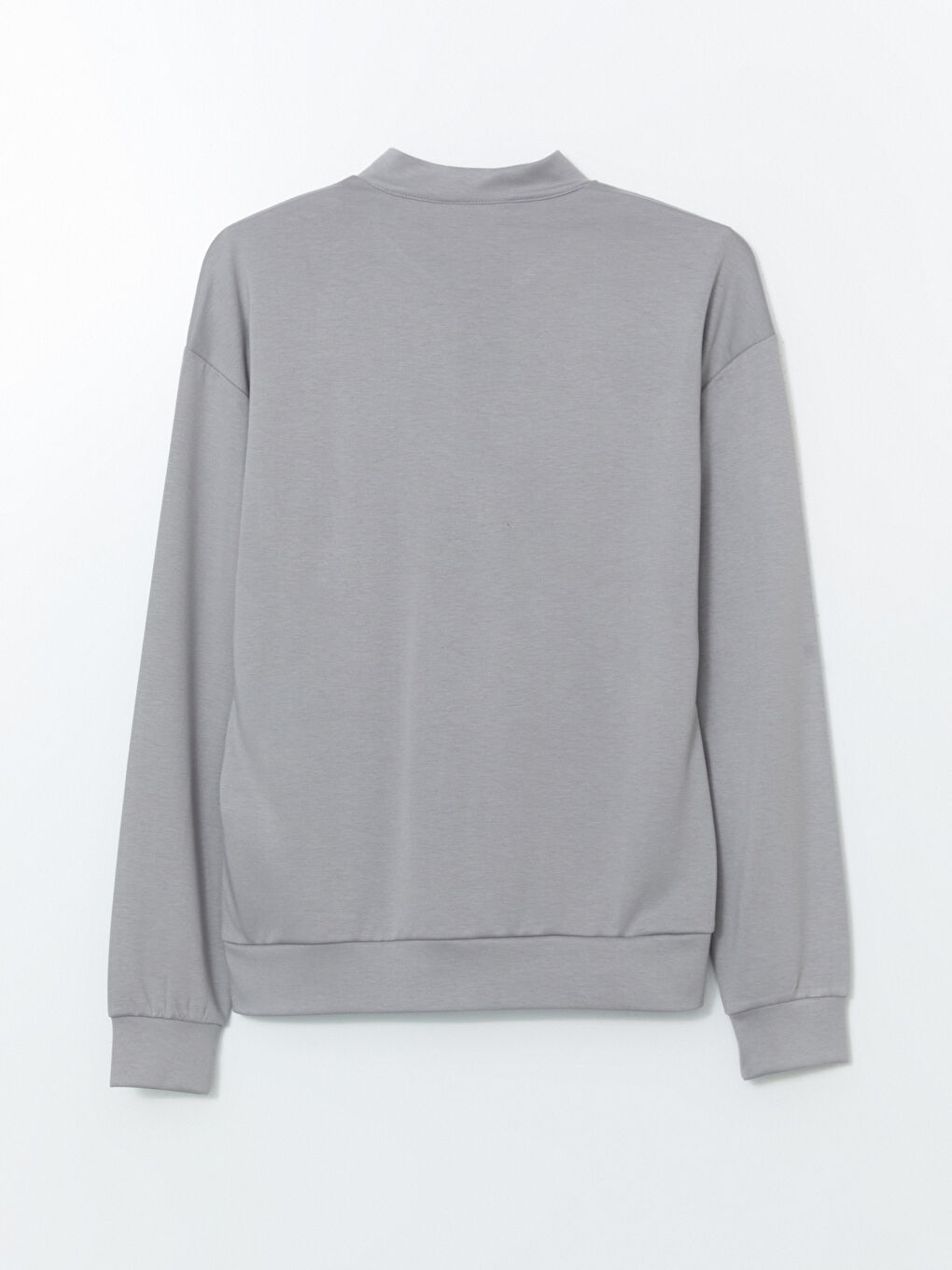 Gri Dik Yaka Erkek Sweatshirt-5