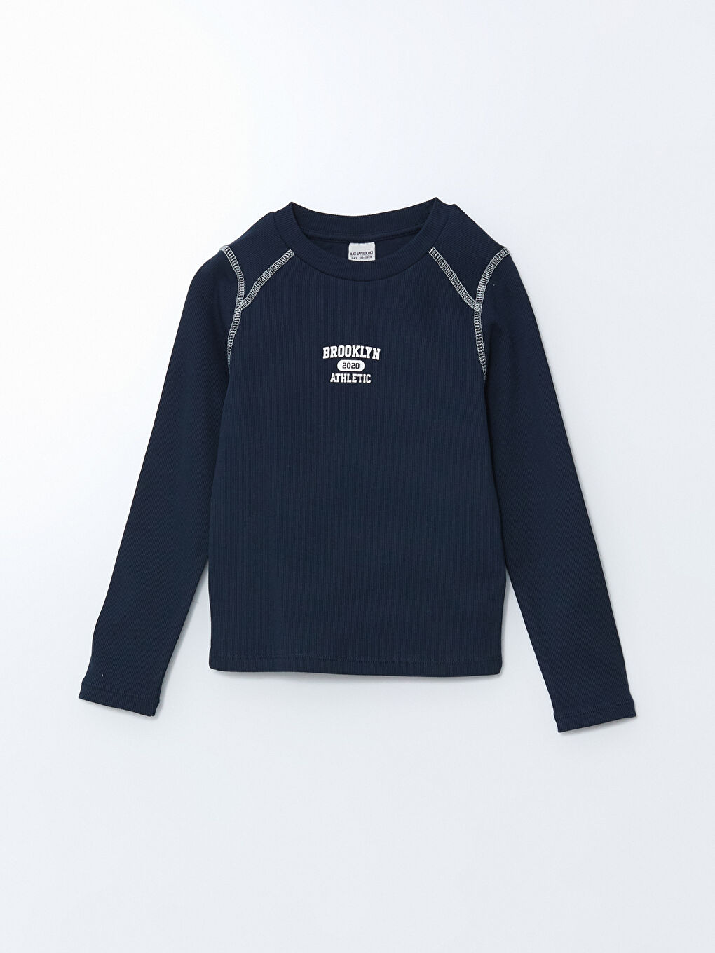 Lacivert Bisiklet Yaka Kız Çocuk Tişört