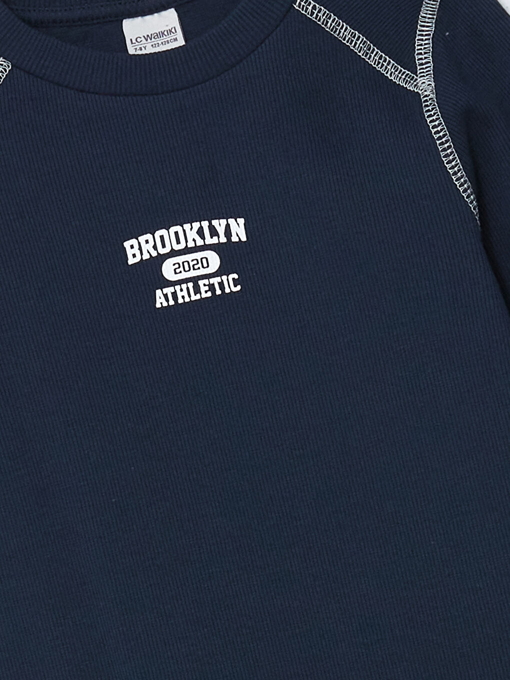 Lacivert Bisiklet Yaka Kız Çocuk Tişört-1