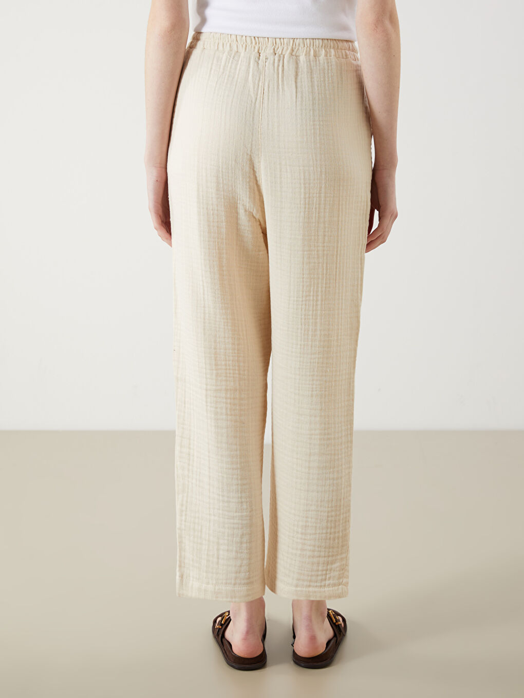 Elasticated Waist Textured Women's Trousers -S5MV11Z8-RQP