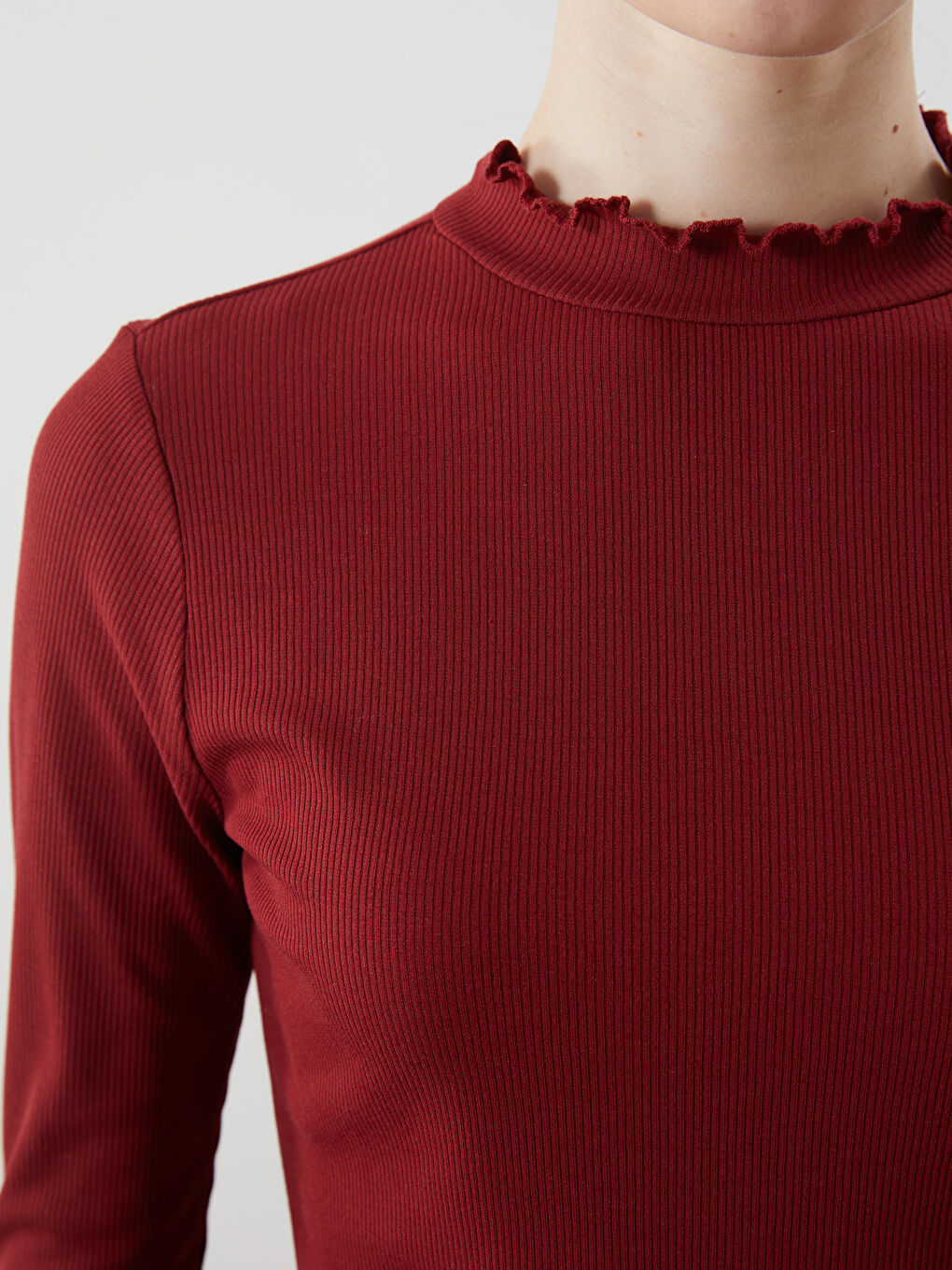 LCW Modest Bordo Dik Yaka Kadın Body - 2