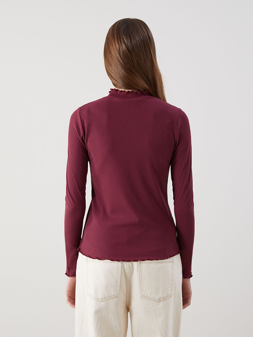 LCW Modest Bordo Dik Yaka Kadın Body - 3