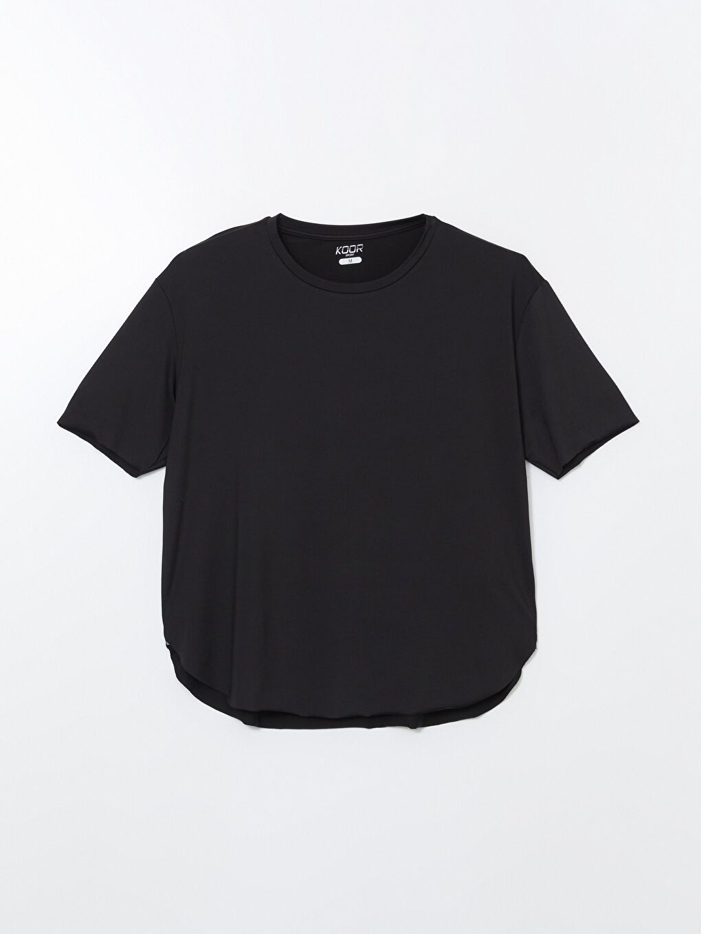 Siyah Bisiklet Yaka Kadın Spor Tişört-4