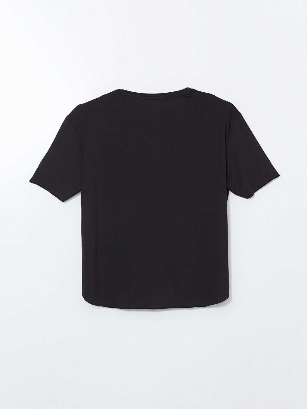 Siyah Bisiklet Yaka Kadın Spor Tişört-5