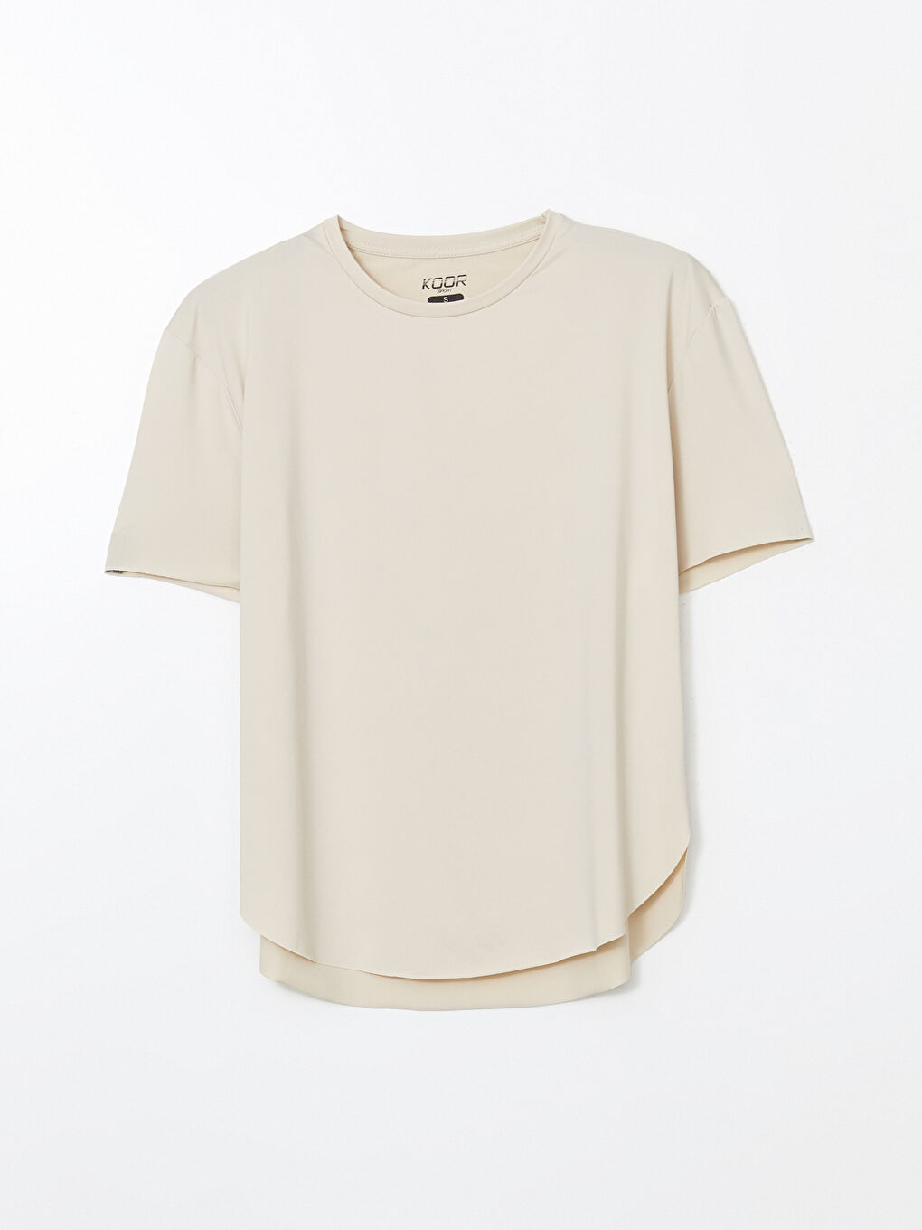 Bej Bisiklet Yaka Kadın Spor Tişört-4