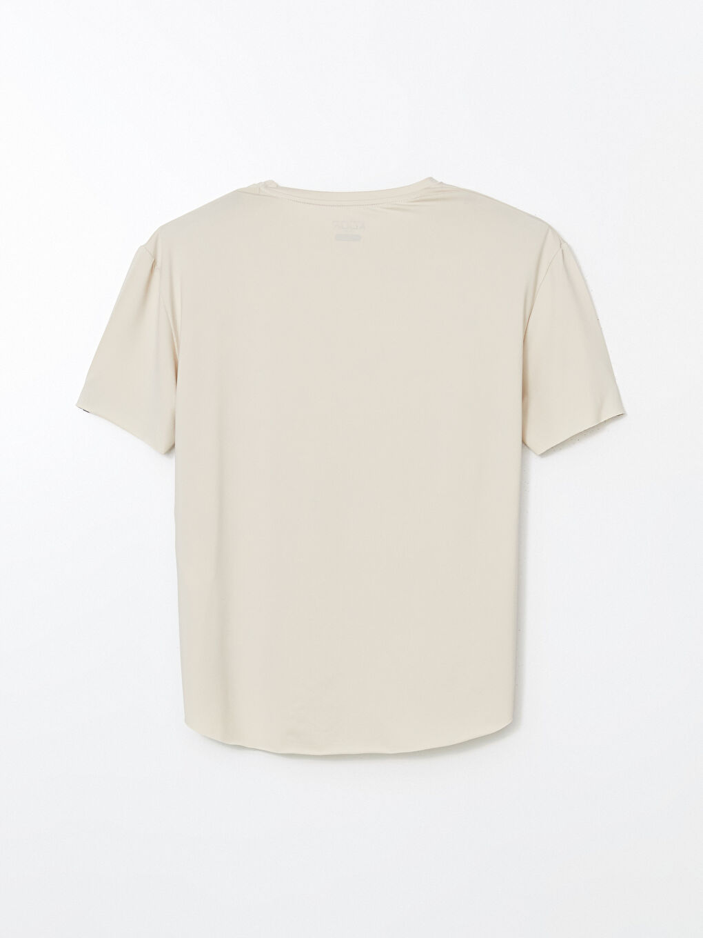 Bej Bisiklet Yaka Kadın Spor Tişört-5