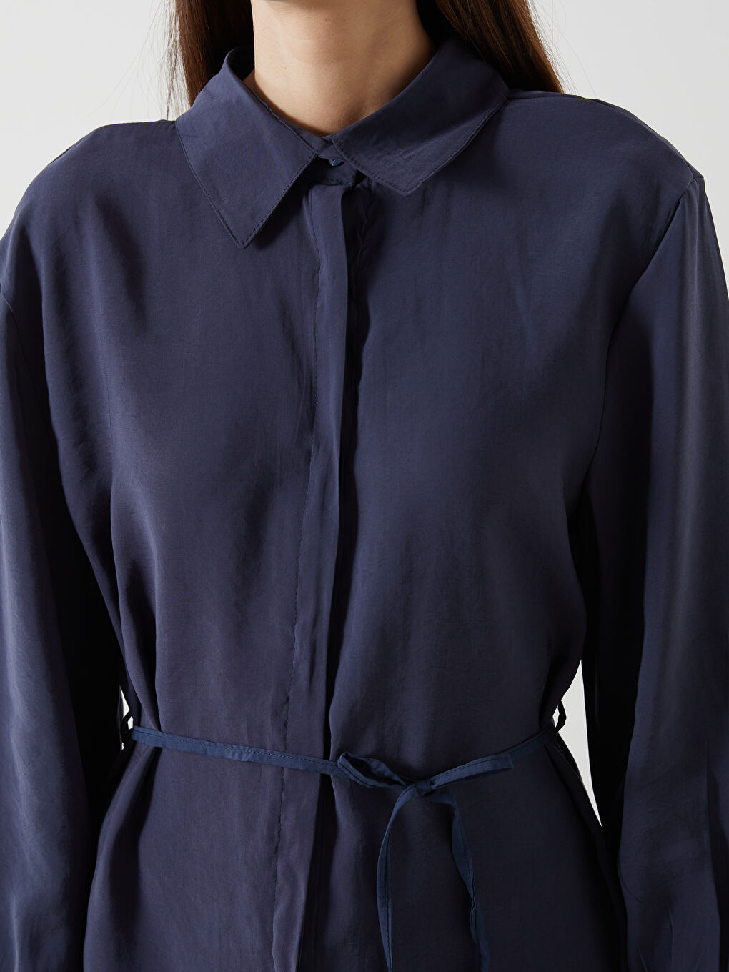 Lacivert Loose Fit Kadın Gömlek Tunik-5