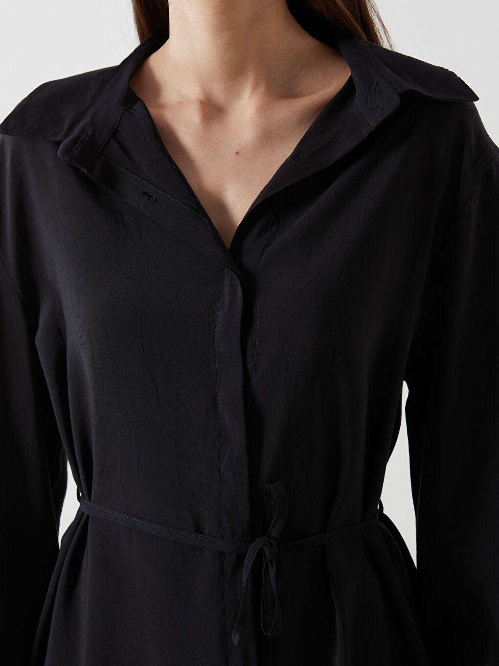 Siyah Loose Fit Kadın Gömlek Tunik-5