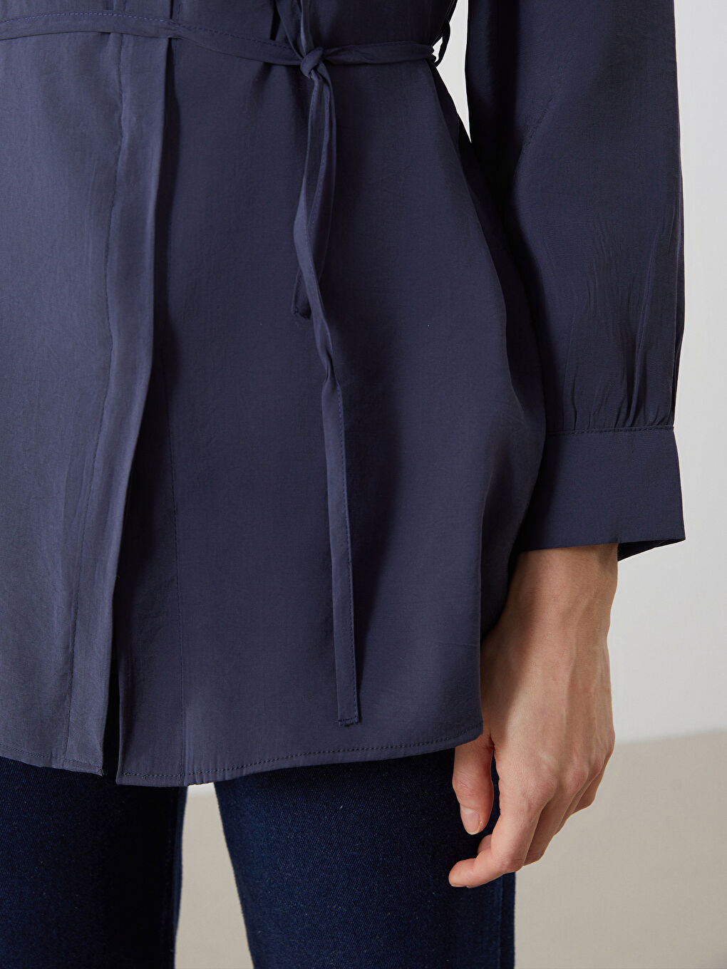 Lacivert Loose Fit Kadın Gömlek Tunik-4