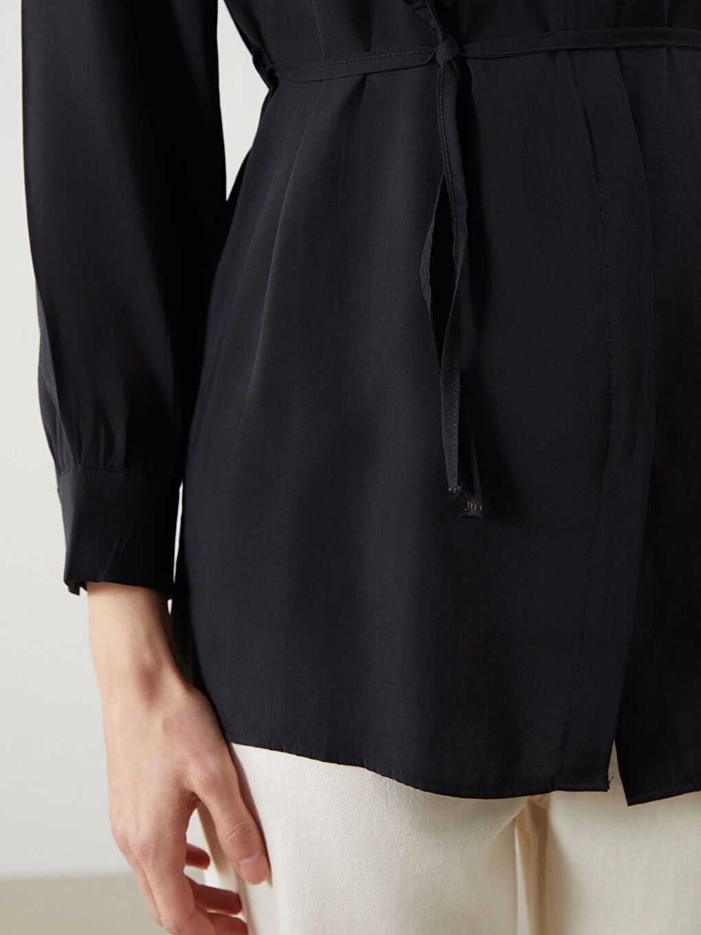 Siyah Loose Fit Kadın Gömlek Tunik-4