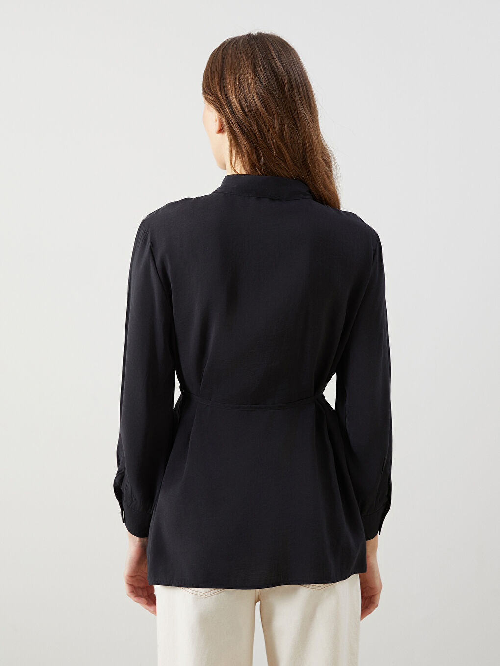 Siyah Loose Fit Kadın Gömlek Tunik-6