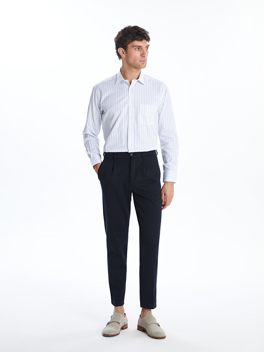 Mavi Regular Fit Uzun Kollu Çizgili Erkek Gömlek-1