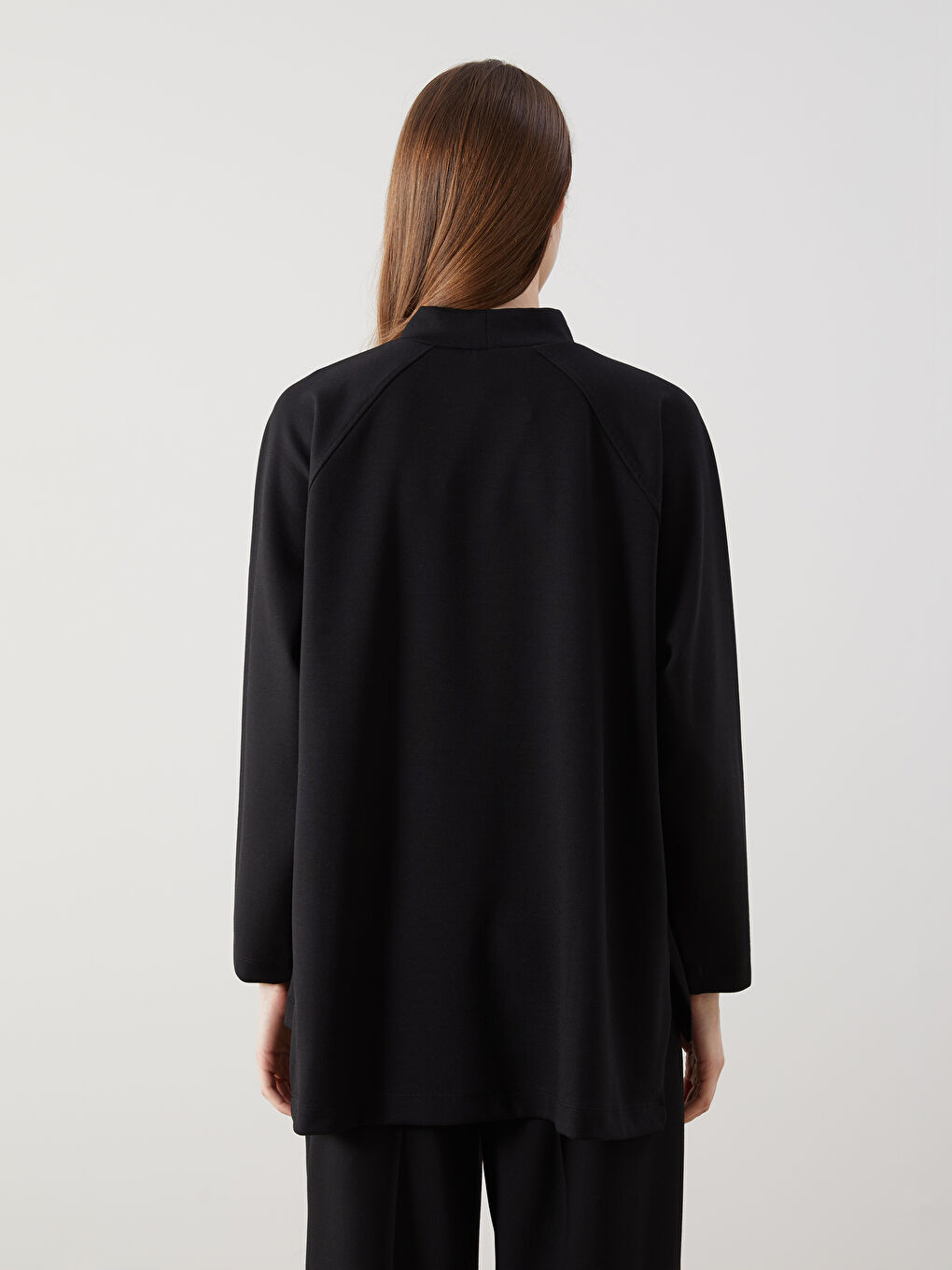 Siyah Dik Yaka Oversize Kadın Sweatshirt Tunik-3