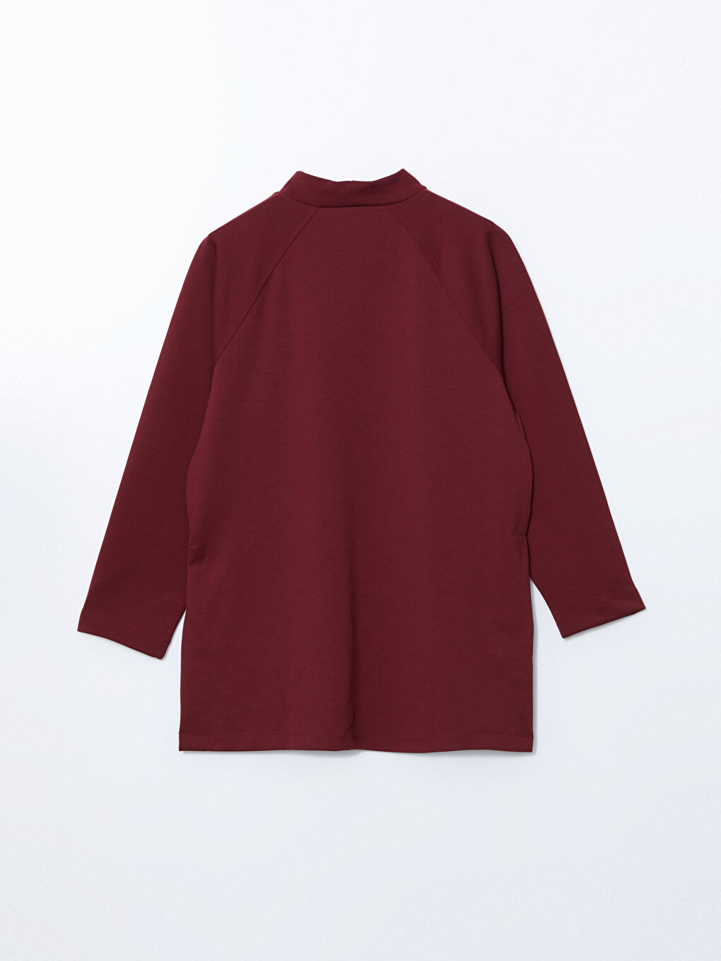 Bordo Dik Yaka Oversize Kadın Sweatshirt Tunik-5
